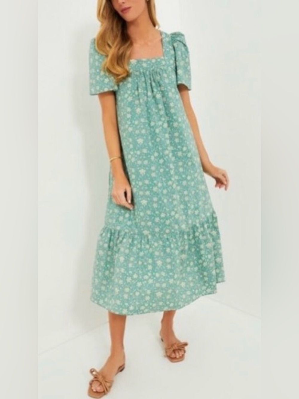 Tuckernuck Hyacinth House Sea Green Floral Gracie Dress Sz. M